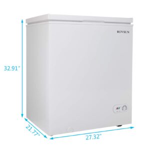 ROVSUN 5.0 Cubic Feet Chest Freezer, Compact Deep Freezer with Storage Basket, Adjustable Thermostat, Ideal for Home Kitchen Office, White