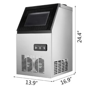 Hihone Commercial Ice Maker, 110V Free Standing 132lbs/24H Under Counter Ice Cube Maker with 22lbs Storage Capacity for Indoor/Outdoor Kitchen Bar Coffee Shop Restaurants
