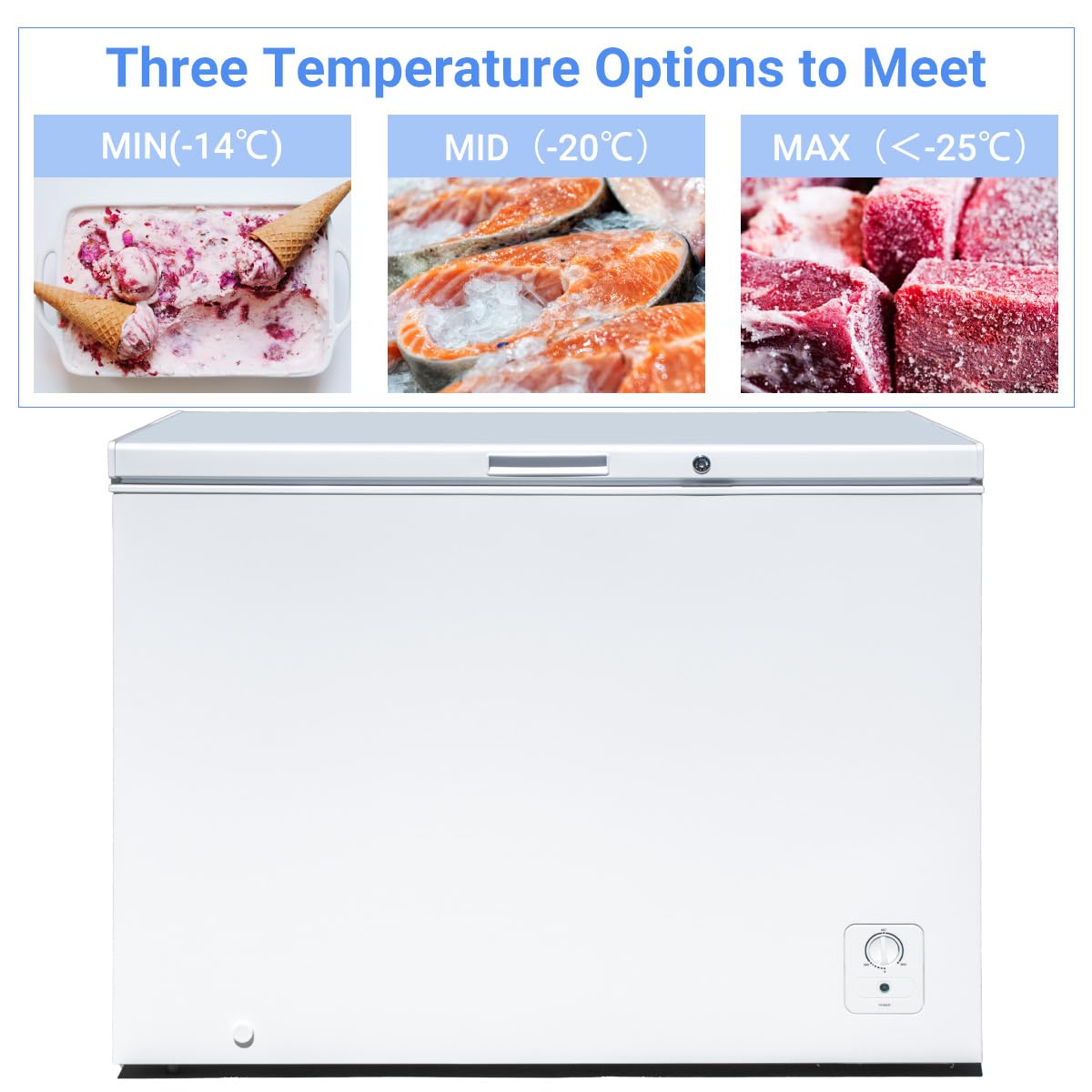SMAD Mini Chest Freezer 3.5 Cu. Ft, Small Deep Freezer with Removable Basket, Adjustable Temperature, Manual Defrost, For Kitchen Apartment Office, White