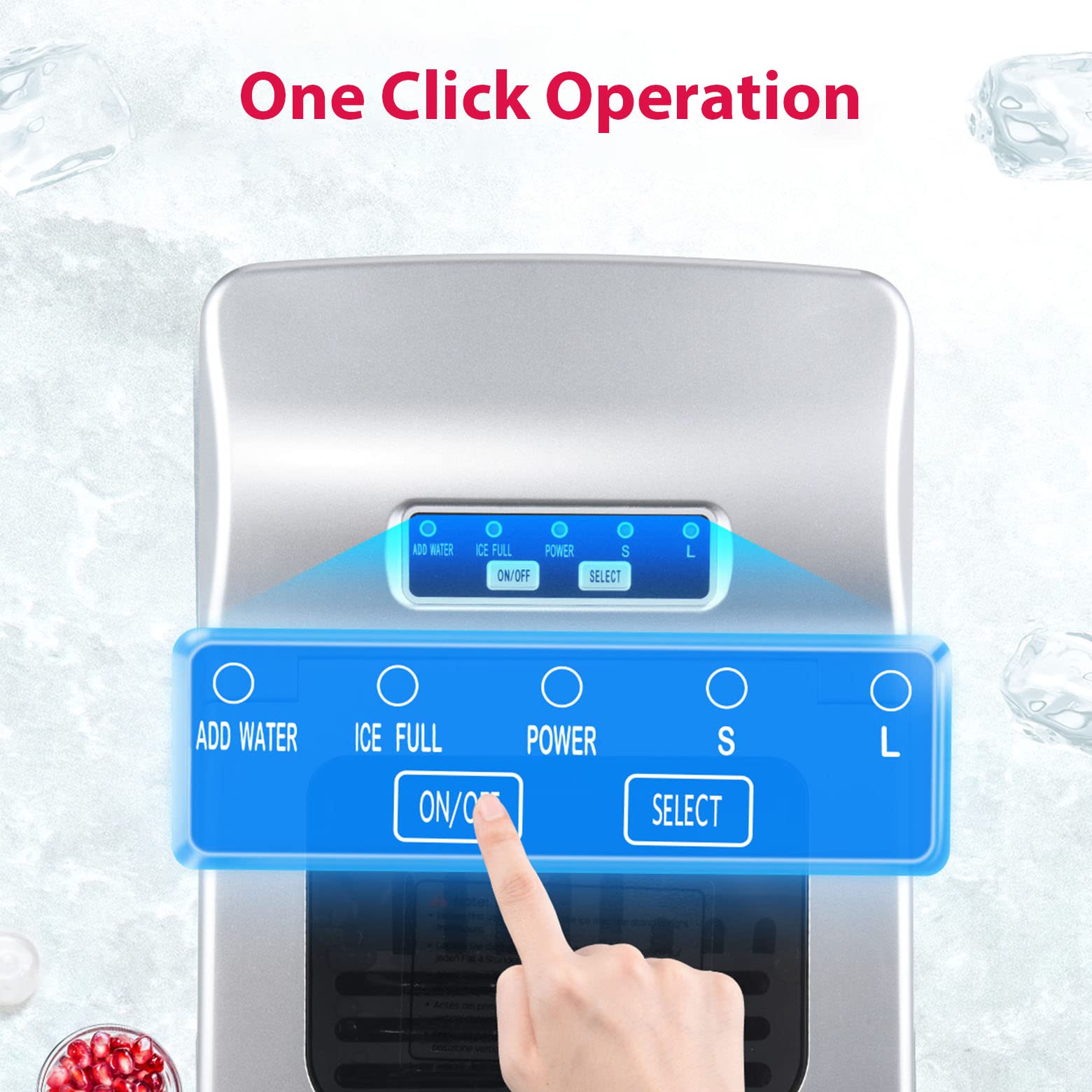 VineVoice Ice Maker, Ice Maker Machine Countertop with Ice Scoop & Basket, 26lbs/24h, 9 Ice Cubes Ready in 6 Min, Automatic PortableIce Cube Maker for Home Kitchen Bar Party, Silver