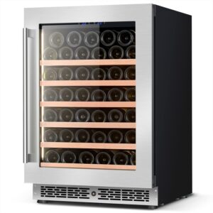 vesgolden undercounter wine fridge - compact 24-inch wide, powerful & quiet compressor, 53 bottle capacity - perfect for red, white & sparkling wines, champagne