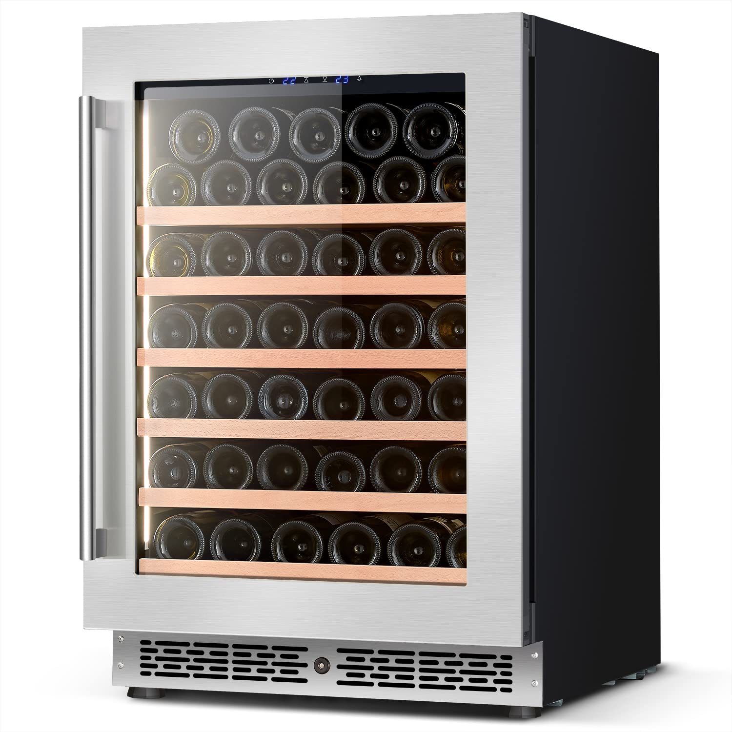 Vesgolden Undercounter Wine Fridge - Compact 24-Inch Wide, Powerful & Quiet Compressor, 53 Bottle Capacity - Perfect for Red, White & Sparkling Wines, Champagne