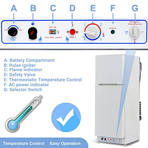 Smad Propane Refrigerator with Freezer 6.1 cu.ft, 2 Way RV Refrigerator for Offgrid, Cabin, Boat, RV, Camper Gas Fridge, White