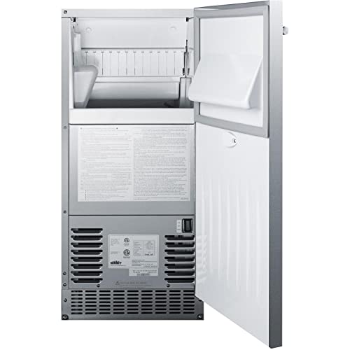 Summit BIM68OSPUMP Commercially Listed Outdoor Ice Maker with 62 lb Daily Production 26 lb Storage Professional Handle Ice Scoop in Stainless Steel