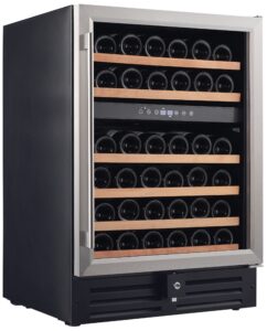 smith & hanks rw145dr 46 bottle dual zone under counter wine refrigerator, 24 inch width, built-in or free standing