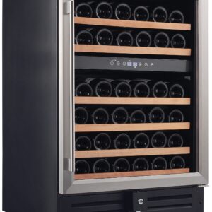 Smith & Hanks RW145DR 46 Bottle Dual Zone Under Counter Wine Refrigerator, 24 Inch Width, Built-In or Free Standing