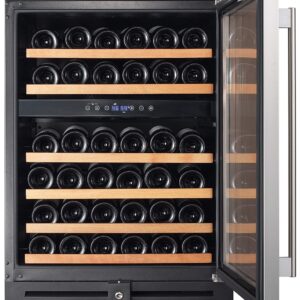 Smith & Hanks RW145DR 46 Bottle Dual Zone Under Counter Wine Refrigerator, 24 Inch Width, Built-In or Free Standing