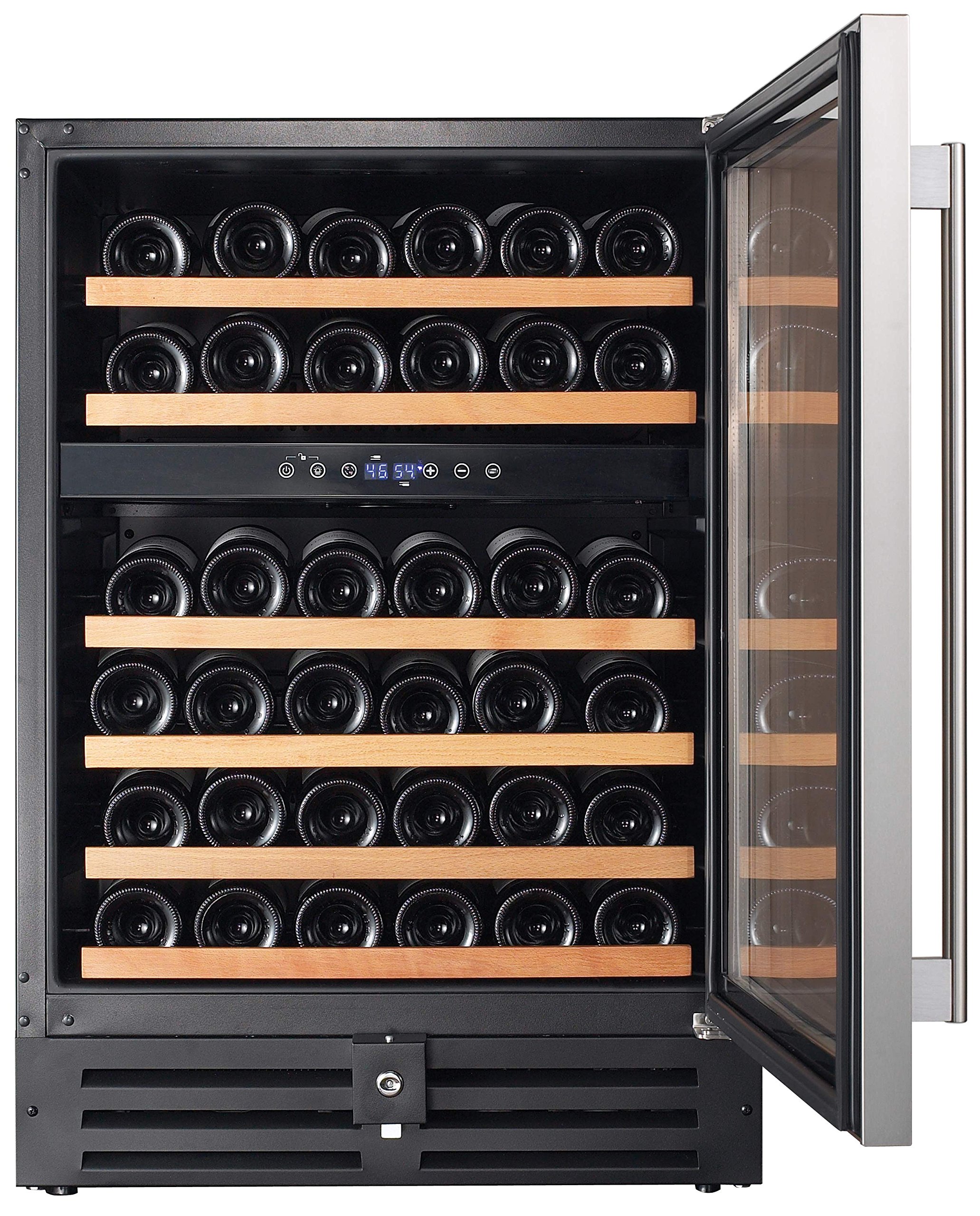 Smith & Hanks RW145DR 46 Bottle Dual Zone Under Counter Wine Refrigerator, 24 Inch Width, Built-In or Free Standing