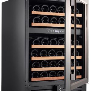 Smith & Hanks RW145DR 46 Bottle Dual Zone Under Counter Wine Refrigerator, 24 Inch Width, Built-In or Free Standing