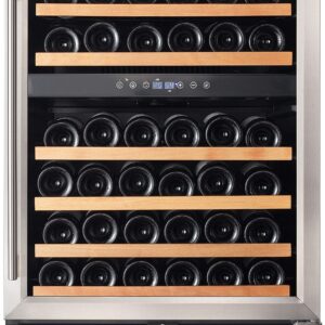 Smith & Hanks RW145DR 46 Bottle Dual Zone Under Counter Wine Refrigerator, 24 Inch Width, Built-In or Free Standing