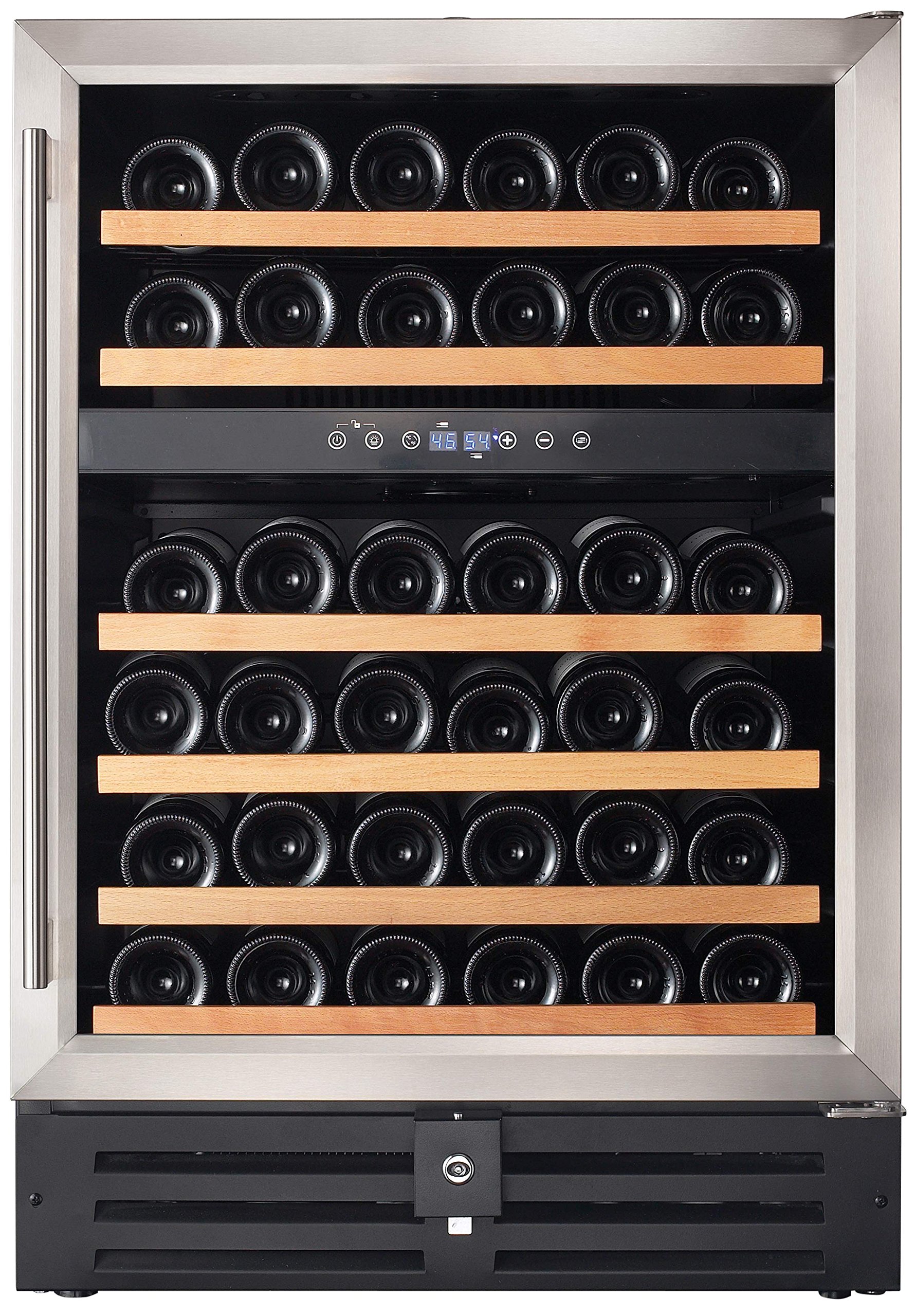 Smith & Hanks RW145DR 46 Bottle Dual Zone Under Counter Wine Refrigerator, 24 Inch Width, Built-In or Free Standing