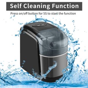 R.W.FLAME Countertop Ice Makers Machine - 26LBS/24H Ice Cube Maker Portable Self Cleaning Ice Machine,2 Ice Sizes S/L (Classic Black)