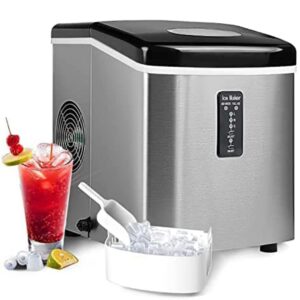 smad countertop ice maker stainless steel ice making machine, fast ice making in 6-12 minutes, 33lbs/24h, 3.2l water tank, 3 size ice cubes