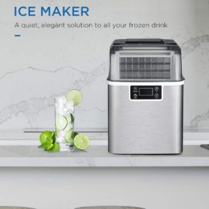 SOUKOO Ice Maker, 44lbs Daily Ice Cube Makers,Stainless Steel Ice Makers Countertop,Tabletop Ice Maker Machine with a Scoop and a 3 Pound Storage Basket…