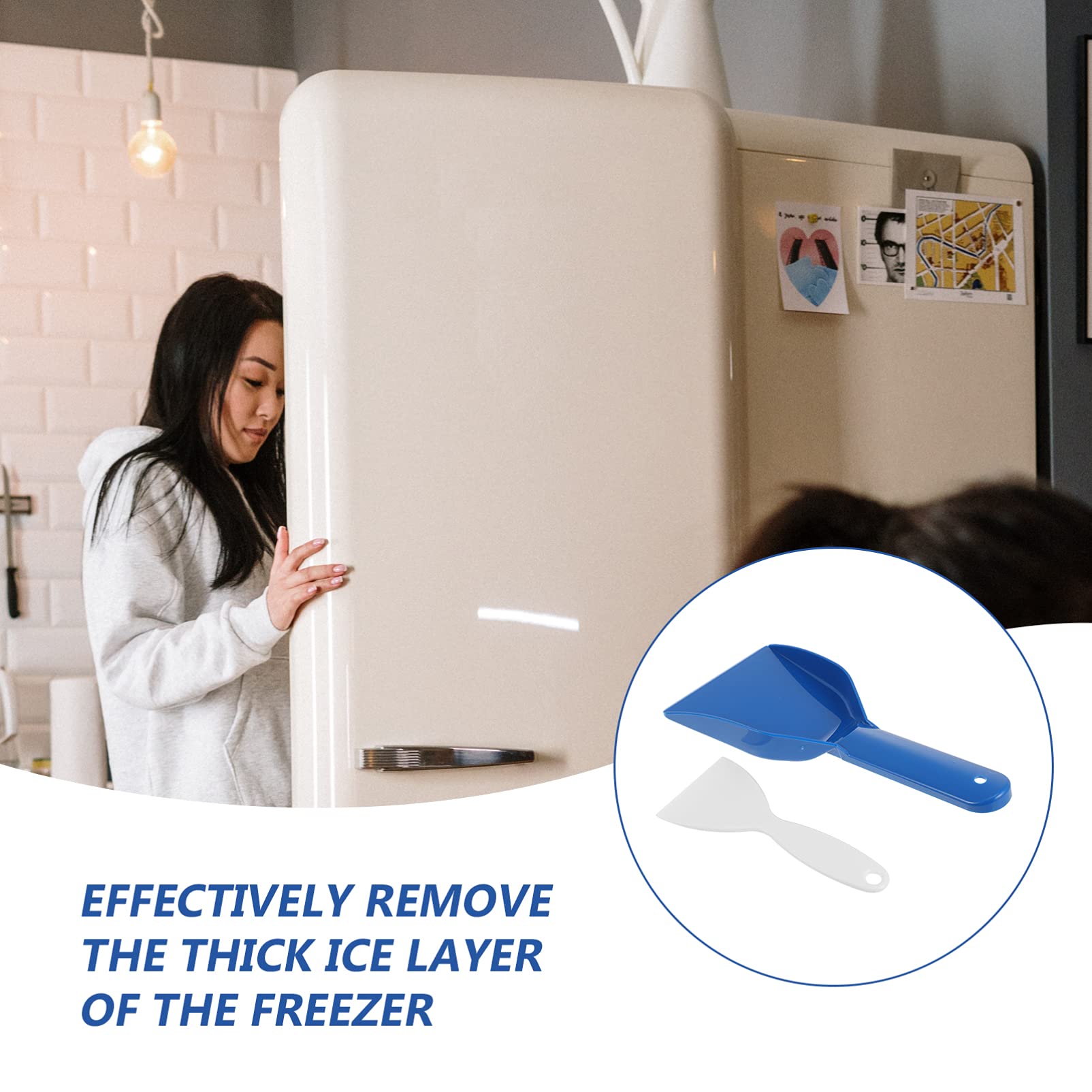 YARNOW 2pcs Snow Blower Fridge Ice Shovel Fridge Ice Scraper Fridge Ice Removal Tool Refrigerator Snow Shovel Freezer Ice Defrost Shovel Hand Squeegee Freezer Shovel Pp Household Spatula