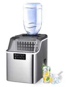 coolhome ice maker with self cleaning, 45lbs/24h ice cube makers,stainless steel ice makers countertop,tabletop ice maker machine with a scoop,perfect for home kitchen office bar