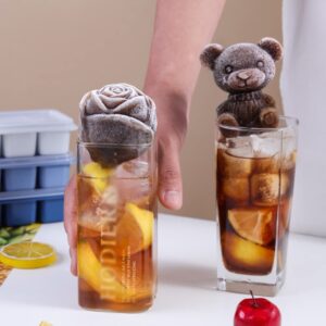 Bear Ice Molds 2 Pack - Silicone Ice Cube Tray - Handmade Cute 3D Ice Cubes - DIY Beverage Iced Coffee Juice Cocktail (Color : Rose, Size : Small)