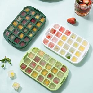 Silicone Ice Cube Tray with Lid and Storage Bin, Square Ice Tray for Freezer, 2 Pack Ice Cube Molds Set, Stackable Ice Trays with Covers for Drink, Cocktails, Whiskey (Color : Fruit Green)