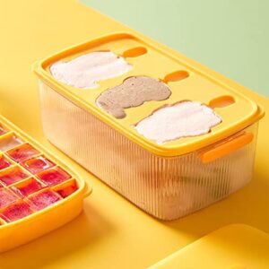 32-Ice Cube Trays, Silicone Ice Cube Tray with Lid and Storage Bin, Ice Cube Molds for Chingling Cocktail and Milk Tea, Easy Release (Color : Yellow)