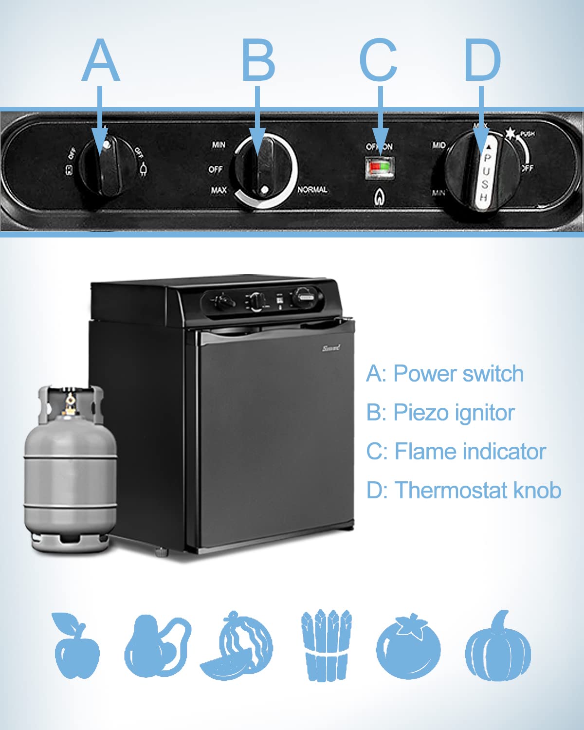 Smad 3 Way Propane Refrigerator 3 Way Propane Freezer