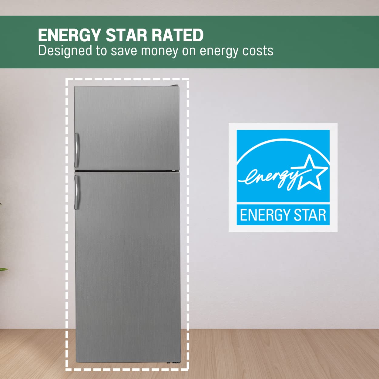 Equator Advanced Appliances 14.3 cu. ft. Freestanding Top Freezer Refrigerator Frost Free, Reversible Door, Energy Star (Europe) Stainless