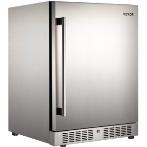 vevor built-in beverage cooler, 5.3 cu.ft. stainless steel beverage refrigerator w/embraco compressor (silver)