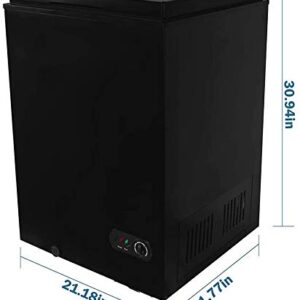 COOLHOME 3.5 Cubic Feet Chest Freezer with Removable Basket, from 6.8℉ to -4℉ Free Standing Compact Fridge Freezer for Home/Kitchen/Office/Bar (BLACK, 3.5 cubic feet)