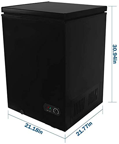 COOLHOME 3.5 Cubic Feet Chest Freezer with Removable Basket, from 6.8℉ to -4℉ Free Standing Compact Fridge Freezer for Home/Kitchen/Office/Bar (BLACK, 3.5 cubic feet)