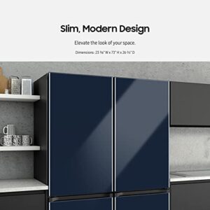 SAMSUNG 12.0 Cu Ft BESPOKE Compact Refrigerator w/ Bottom Freezer, Flexible Slim Design for Small Spaces, Even Cooling, Reversible Door, LED Lighting, Energy Star Certified, RB12A300641/AA, Navy Glass