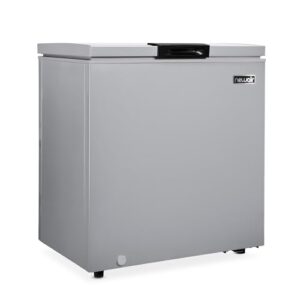 newair 5 cu. ft. mini deep chest freezer and refrigerator in cool gray with digital temperature control, fast freeze mode, stay-open lid, removeable storage basket, self-diagnostic program