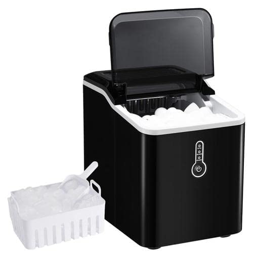 Ice Maker for Countertop, 26lbs Ice Cubes in 24Hrs, 9 Ice Cubes Ready in 7mins, Portable Electric Ice Maker with LED Indicator Lights, Ice Scoop and Basket Home Office Bar Party, Black (KCCP217ABUS)