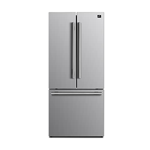 Forno 30" Inch w. French Door Refrigerator with Bottom Freezer and 17.5Cu. Ft. Total Capacity - Stainless Steel No Frost Fridge with Adjustable Glass Shelves and Child Safety Lock
