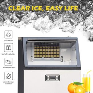 Smad Commercial Ice Maker 100 LBS/24H Under Counter Ice Maker Machine 45PCS/11-20Mins Self Clean 33LBS Ice Storage Freestanding Stainless Steel Ice Maker Ideal for Bar Coffee Shop or Restaurant