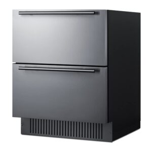 Summit Appliance SPR275OS2D 27" Wide 2-Drawer All-Refrigerator, 4.83 cu.ft; Stainless Steel Drawers; Wweatherproof; Frost-free; LED Lighting; Digital Thermostat; Drawer Dividers