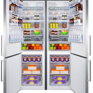 Summit Appliance FFBF181ES2KIT48 48" Wide Bottom Freezer Refrigerator Set; 23.4 cu.ft; Grill Included; Adjustable Glass Shelves; No-frost Operation; Child Lockation; Child Lock