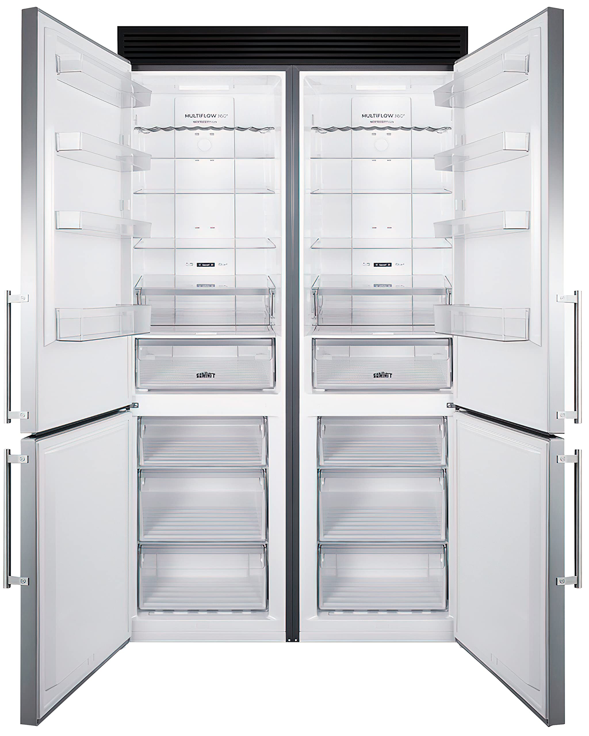 Summit Appliance FFBF181ES2KIT48 48" Wide Bottom Freezer Refrigerator Set; 23.4 cu.ft; Grill Included; Adjustable Glass Shelves; No-frost Operation; Child Lockation; Child Lock