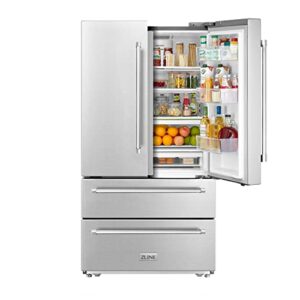 Z Line Kitchen and Bath ZLINE 36" 22.5 cu. ft Freestanding French Door Refrigerator with Ice Maker in Fingerprint Resistant Stainless Steel (RFM-36)