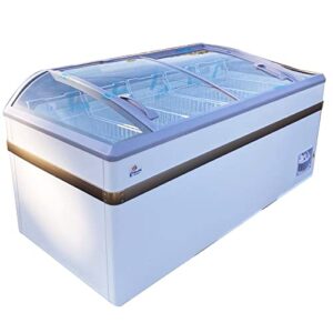 chest freezer for supermarket glass sliding door 65" white showcase freezer curve display top w/storage baskets - 22 cu.ft sdsc600