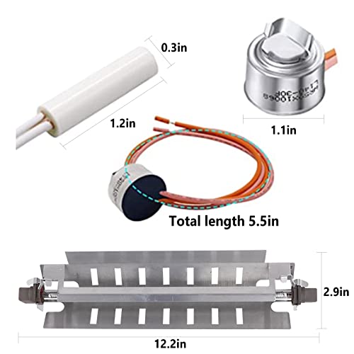 WR51X10055 Refrigerator Defrost Heater Kit Refrigerator Temperature Sensor WR55X10025 Defrost Thermostat WR50X10068 Compatible for General Electric Hotpoint Refrigerator Replaces WR51X10030 AP3183311