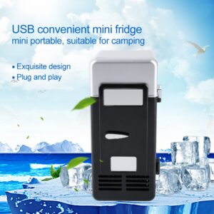 Mini Fridge,Portable Cooler and Warmer, Portable LED Mini USB Refrigerator Drinks Beverage Cans Refrigerator, Mini Fridge for Bedroom Car Office Desk Dorm Room