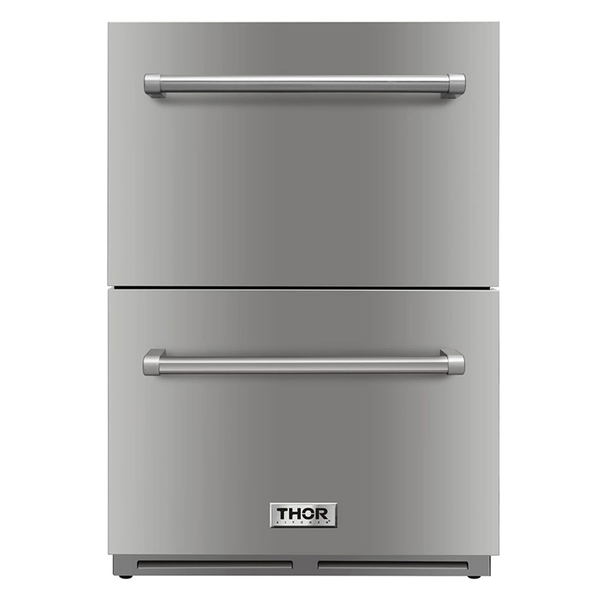 Thor Kitchen TRF2401U 5.4 Cubic Foot Stainless Steel Indoor/Outdoor Built In Undercounter Double Drawer Refrigerator Ventilated Cooling Mini Fridge