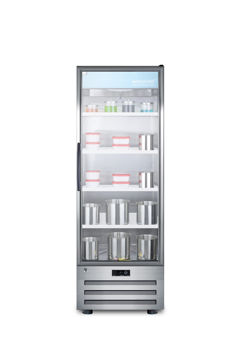 ACCUCOLD ACR1415RH Accucold 24' Wide Pharmaceutical All-refrigerator with Right Hand Door Swing, Glass Door, Lock, Digital Thermostat and a Stainless Steel Interior & Exterior Cabinet