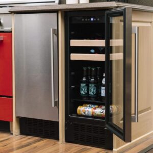 Azure-A115BEV-S-15" Beverage Center with Stainless Trim Glass Door