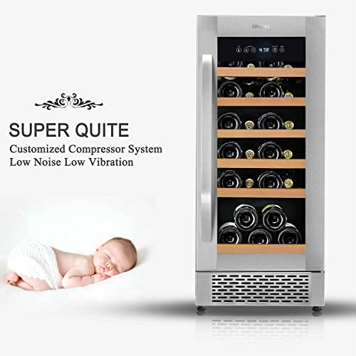 SIPMORE 【Upgraded】 Wine Cooler Built-in Multi-Size Bottle, TS-1 series Wine refrigerator, Double-Layer Tempered Glass Door, Stainless Steel, Front Ventilation (15 Inch 32 Bottles)