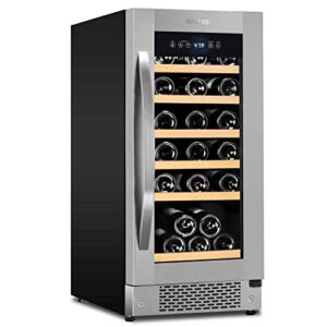 sipmore 【upgraded】 wine cooler built-in multi-size bottle, ts-1 series wine refrigerator, double-layer tempered glass door, stainless steel, front ventilation (15 inch 32 bottles)