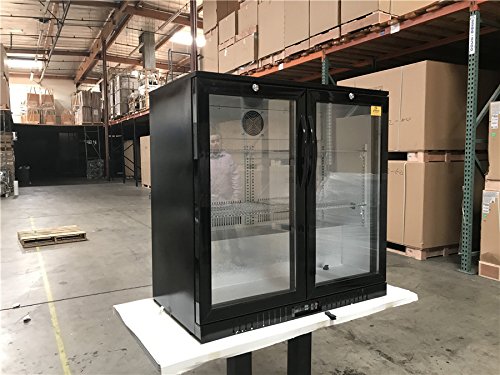 COOLER DEPOT Beer Back Bar Cooler 2 door 35 inch Commercial Refrigerator 35 inch Black Beverage Cooler Counter Height 35 Deg-46 DegF with 2 Glass Door