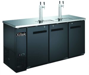 xiltek 72" 3-door commercial beer dispenser - double tower keg cooler - kegerator xdd-24-72-hc