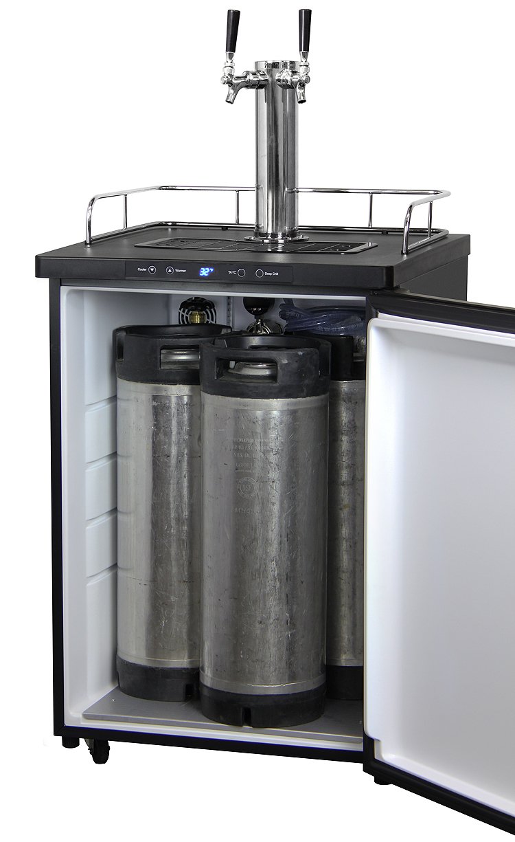 Kegco K309X-2 Keg Dispenser, 2 Faucet, Black Stainless Steel