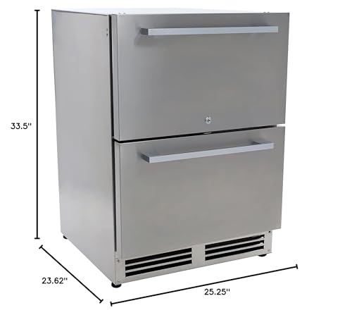 Avanti ELITE Series 2-Drawer Undercounter Refrigerator, 5.2 cu. ft., Home or Commercial Use | Slide Out Drawers, Built-In or Freestanding, 304 Stainless Steel for Outdoor Use