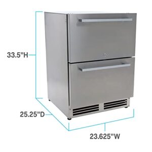 Avanti ELITE Series 2-Drawer Undercounter Refrigerator, 5.2 cu. ft., Home or Commercial Use | Slide Out Drawers, Built-In or Freestanding, 304 Stainless Steel for Outdoor Use